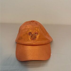 Orange Glitter Cap with Mickey Mouse Logo